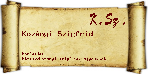 Kozányi Szigfrid névjegykártya